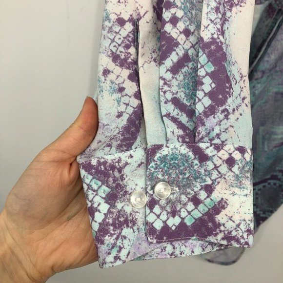 Mynt  1792 snakeskin print 3/4 sleeve shirt dress elastic waist blue purple 2X - Picture 13 of 16